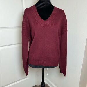 Blu Pepper V-Neck Burgundy Sweater / BNWT